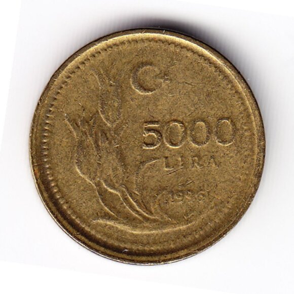 1996 Turkey 5000 Lira Coin 20mm (b20) - Picture 1 of 2